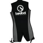 Back view of the Juniors Iron Sleeveless Wetsuit, featuring a large white logo and gray side panels.