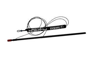 Top view of the Deluxe Universal Contour Boom with black padding, white branding, a red cap, and rigging.