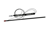 Angled view of the black Deluxe Single / Straight Contour Boom with Fly High branding and an attachment system.