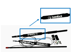 Close-up of the Boom Pad, a black padded cover with Barefoot branding designed for boom bars.