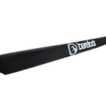 Angled view of the Cable Protector & Shock Tube, a black padded cover with the Barefoot International logo in white.