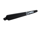 Angled view of the Cable Protector & Shock Tube, a black padded cover with the Barefoot International logo in white.