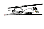Angled view of the Deluxe Straight Boom with attachment hardware and black padding featuring Fly High branding.