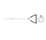 Top view of the Wake Handle with attached white rope, neatly coiled separately on the right.
