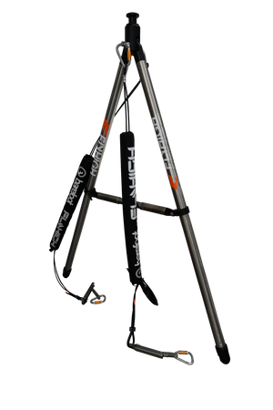 Fully assembled Pro X Series Tower Extension with stainless steel frame, black padding, and support cables.