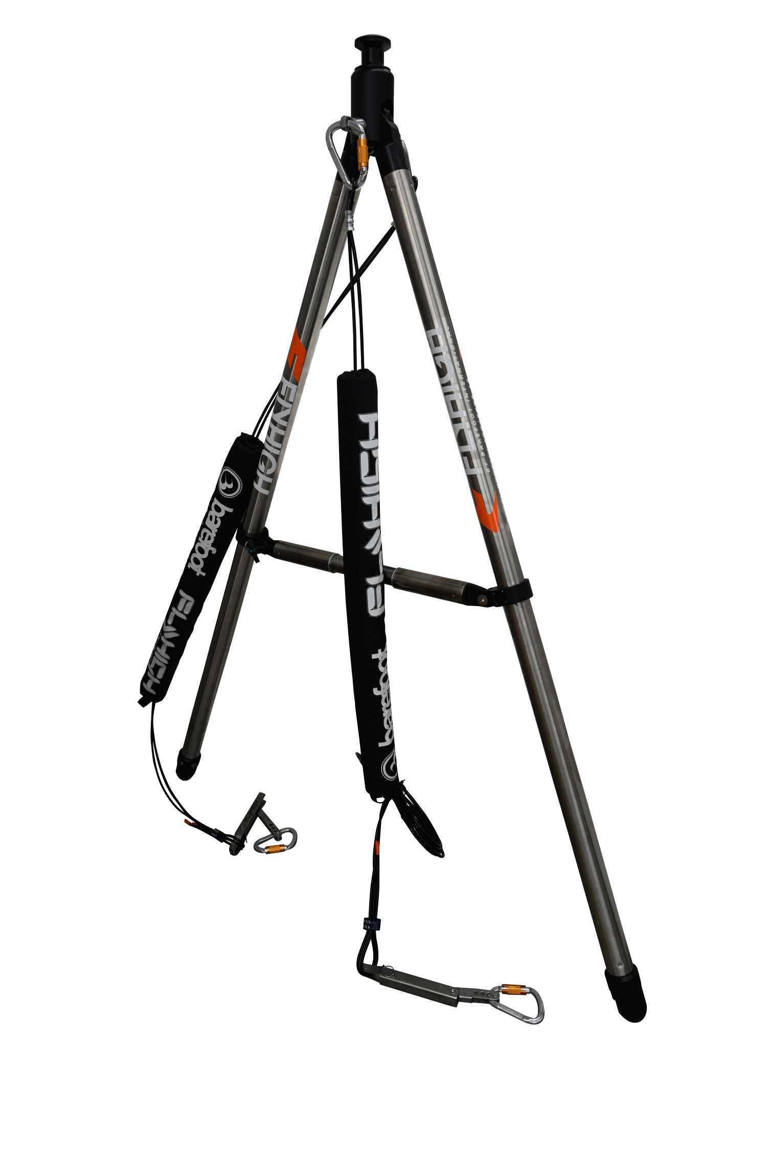 Fully assembled Pro X Series Tower Extension with stainless steel frame, black padding, and support cables.