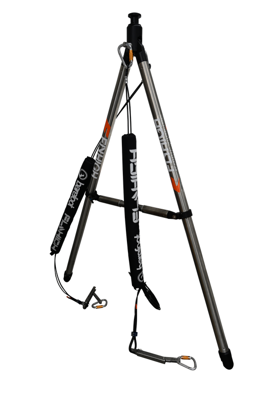 Fully assembled Pro X Series Tower Extension with stainless steel frame, black padding, and support cables.