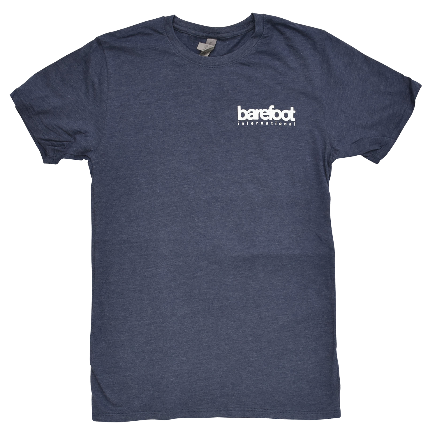 Barefoot Logo Tee in navy blue with a small white Barefoot International logo on the left chest.