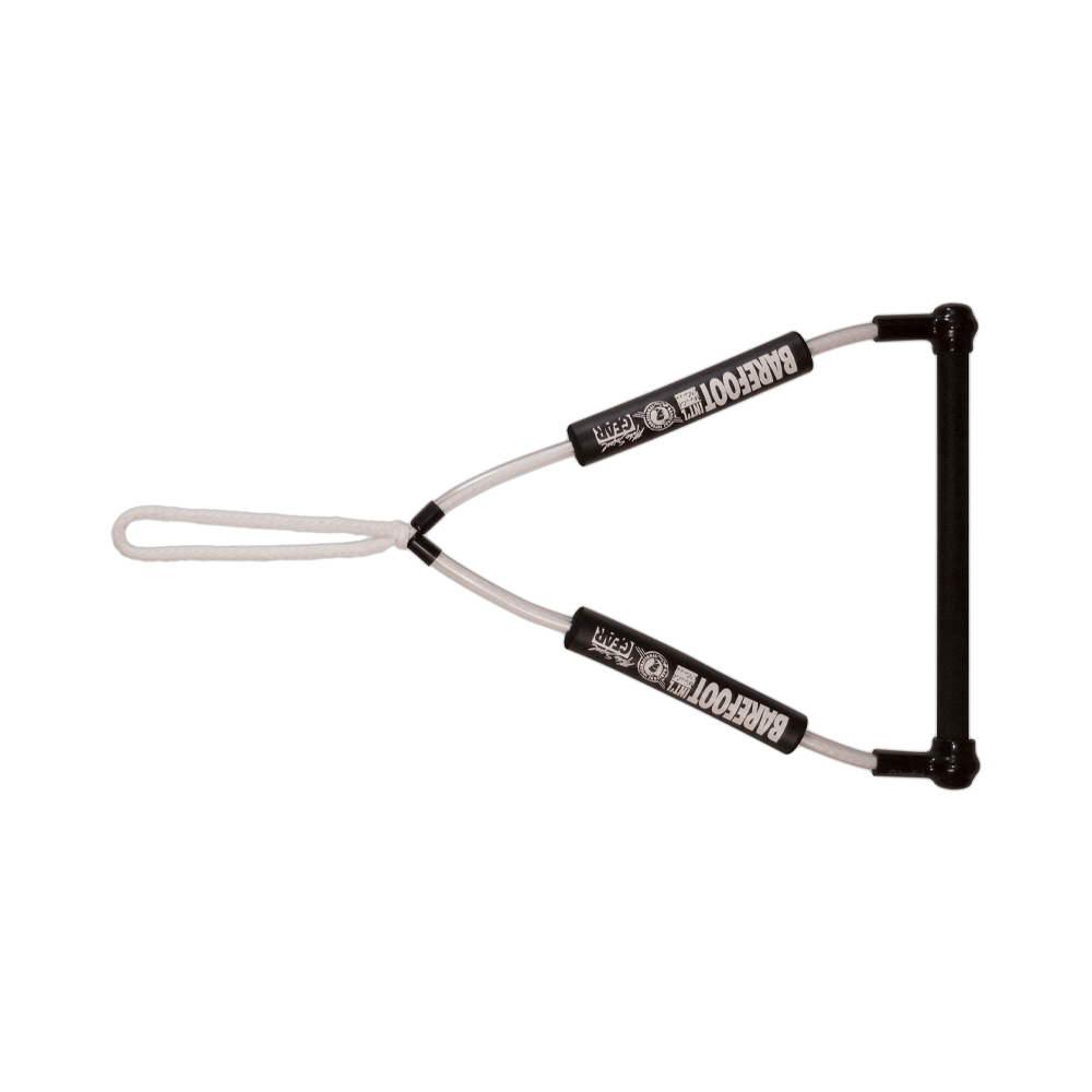 Easy Footer boom accessory with padded grips and rope loop for barefoot water skiing.