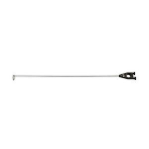 Long, slim stainless steel Rope Guide with a black mounting bracket and loop attachment.