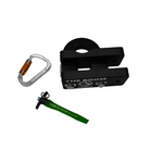 Barefoot International Boom Clamp Box with carabiner and green rope attachment shown.