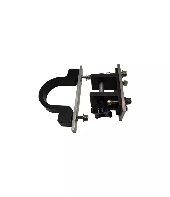 Assembled black Gunnel Boom Clamp Box with mounting bracket and hardware.