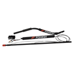 Black Deluxe Quad Contour Boom with Fly High branding, curved padded arm, attachment hardware, and safety cables.