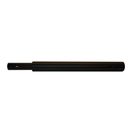 Side view of a black cylindrical boom extension with a smooth finish and drilled holes for secure attachment.