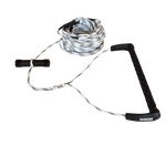 White and black tow rope with a black handle next to the coiled up rope with a transluscent background.