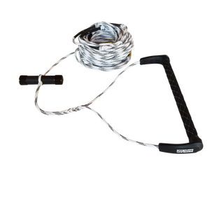 White and black tow rope with a black handle next to the coiled up rope with a transluscent background.