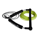 Angled view of the Spectra Rope Handle Combo showing a neon green rope, black handle, and padded grips with branding.