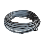 Side view of the Spectra Rope SILVER w/ PVC & Foam Core 100', neatly coiled with white ties.