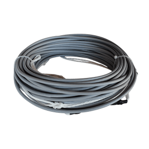 Side view of the Spectra Rope SILVER w/ PVC & Foam Core 100', neatly coiled with white ties.