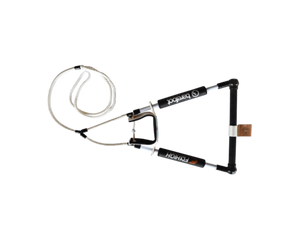 Top view of the Front Toe Bare Trap Handle with a black padded frame and a built-in foot strap for stability.
