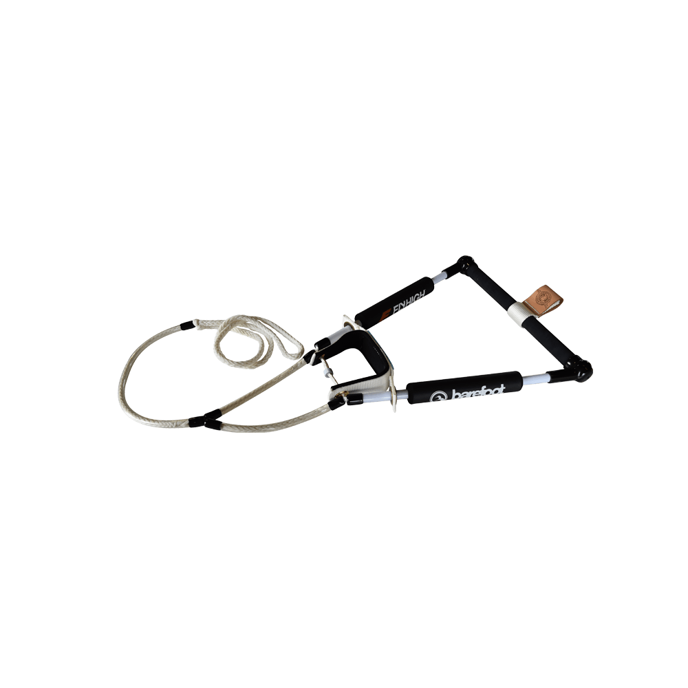 Angled view of the Front Toe Bare Trap Handle, featuring a black frame, padded grips, and a secure foot strap.