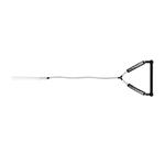 Black wake handle with triangular grip and long white rope attached on both sides.