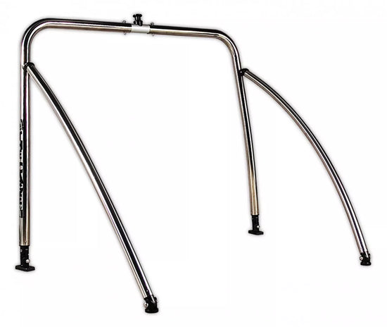 Front view of the Roll Cage (W2922), a polished stainless steel frame with curved support bars and mounting brackets.