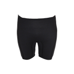 Front view of Iron Shorts, black neoprene with a seamless design.